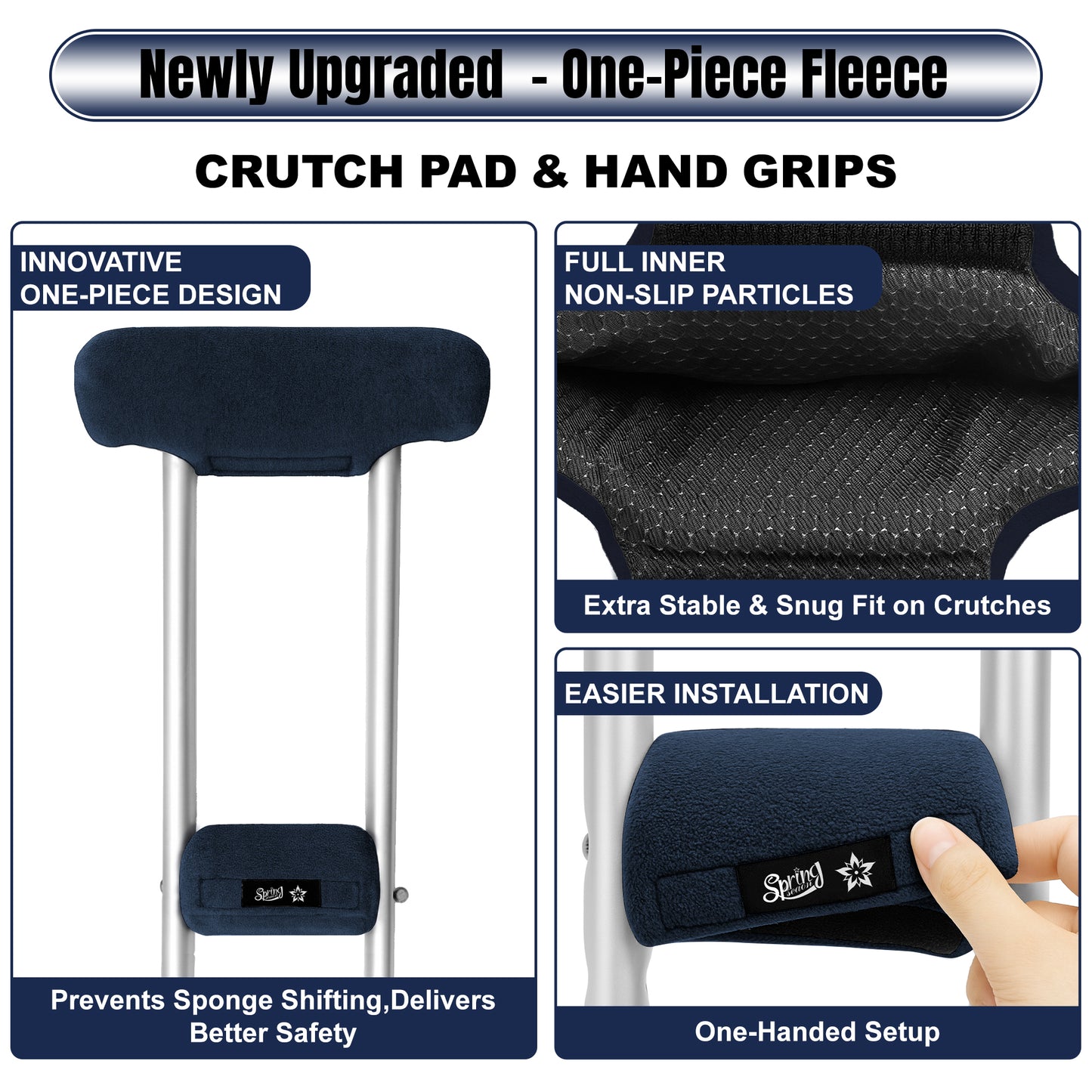 SPRING SEAON Universal Fleece Crutch Pads - Soft Underarm & Hand Grip Covers Set
