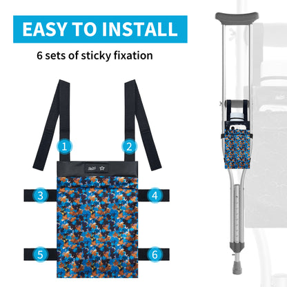 SpringSeaon Lightweight Crutch Bag,Water-Proof Crutch Storage Pouch-Crutches Accessories-leafs