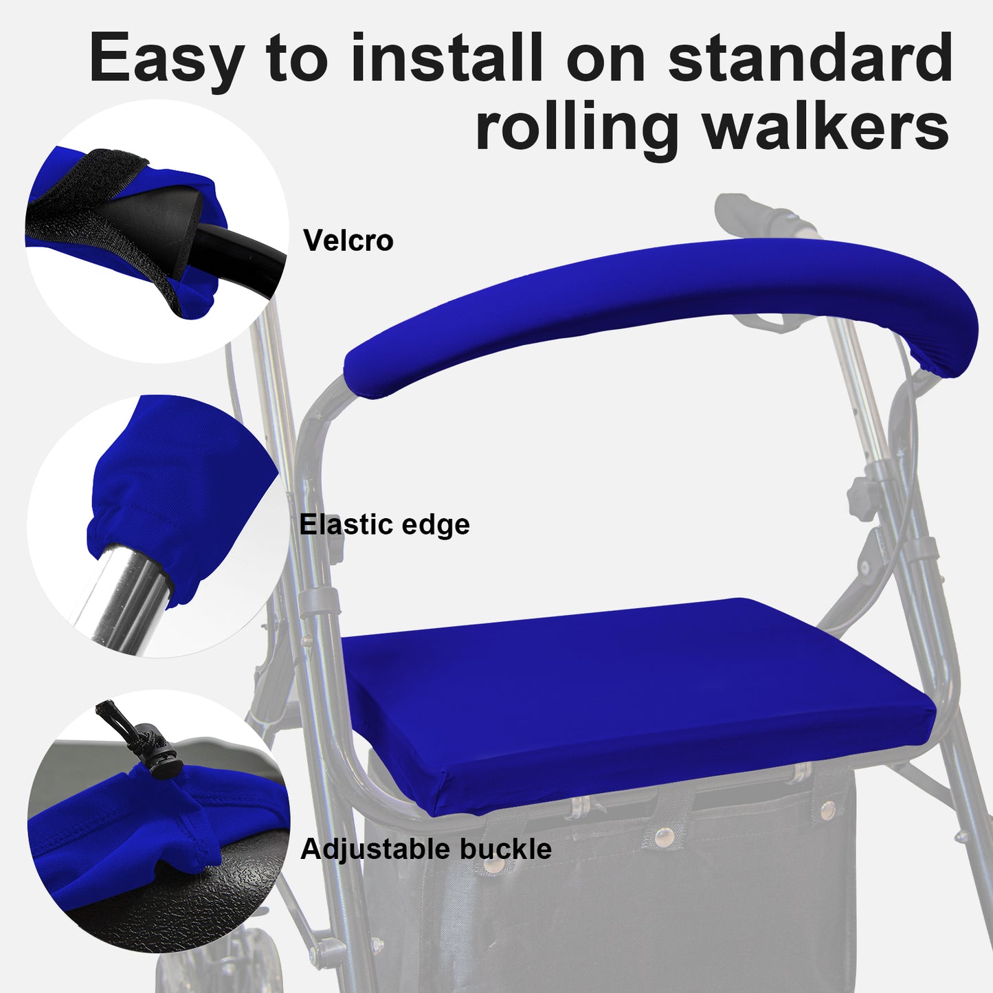 Unisex Rollator Walker Seat and Backrest Covers - Universal Soft Rollator Accessories (Royal blue)