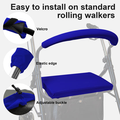 Unisex Rollator Walker Seat and Backrest Covers - Universal Soft Rollator Accessories (Royal blue)
