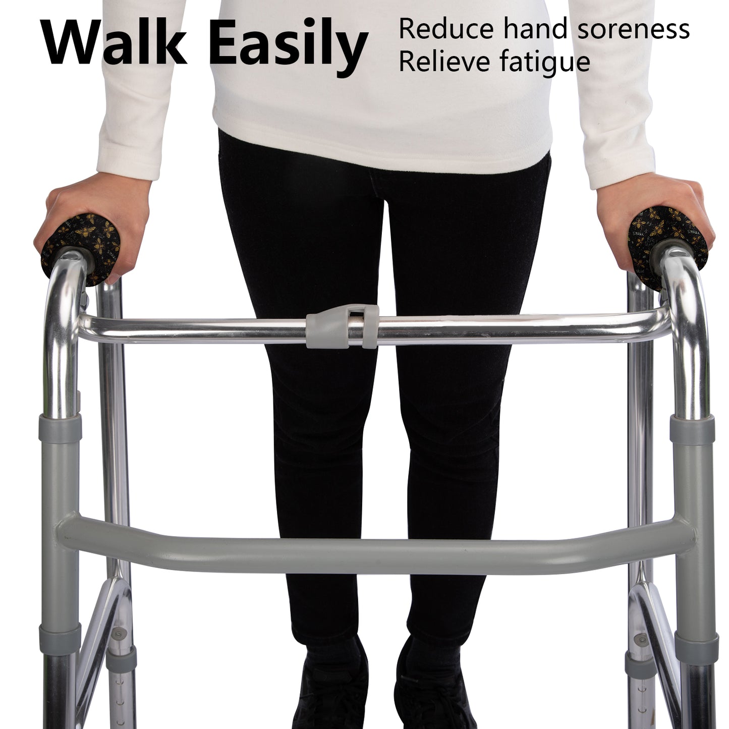 SpringSeaon Walker Hand Grip Padded Covers - Non-Slip Moisture-Wicking Cushion Bee