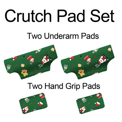 SpringSeaon Xmas Pattern Underarm Crutch's Pad and Hand Grip Covers Universal Crutch Accessories