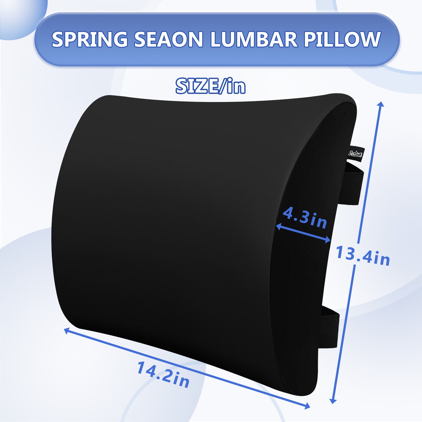 SPRING SEAON Lumbar Support Pillow - Comfortable Cooling Fabric Back Cushion with Adjustable Straps