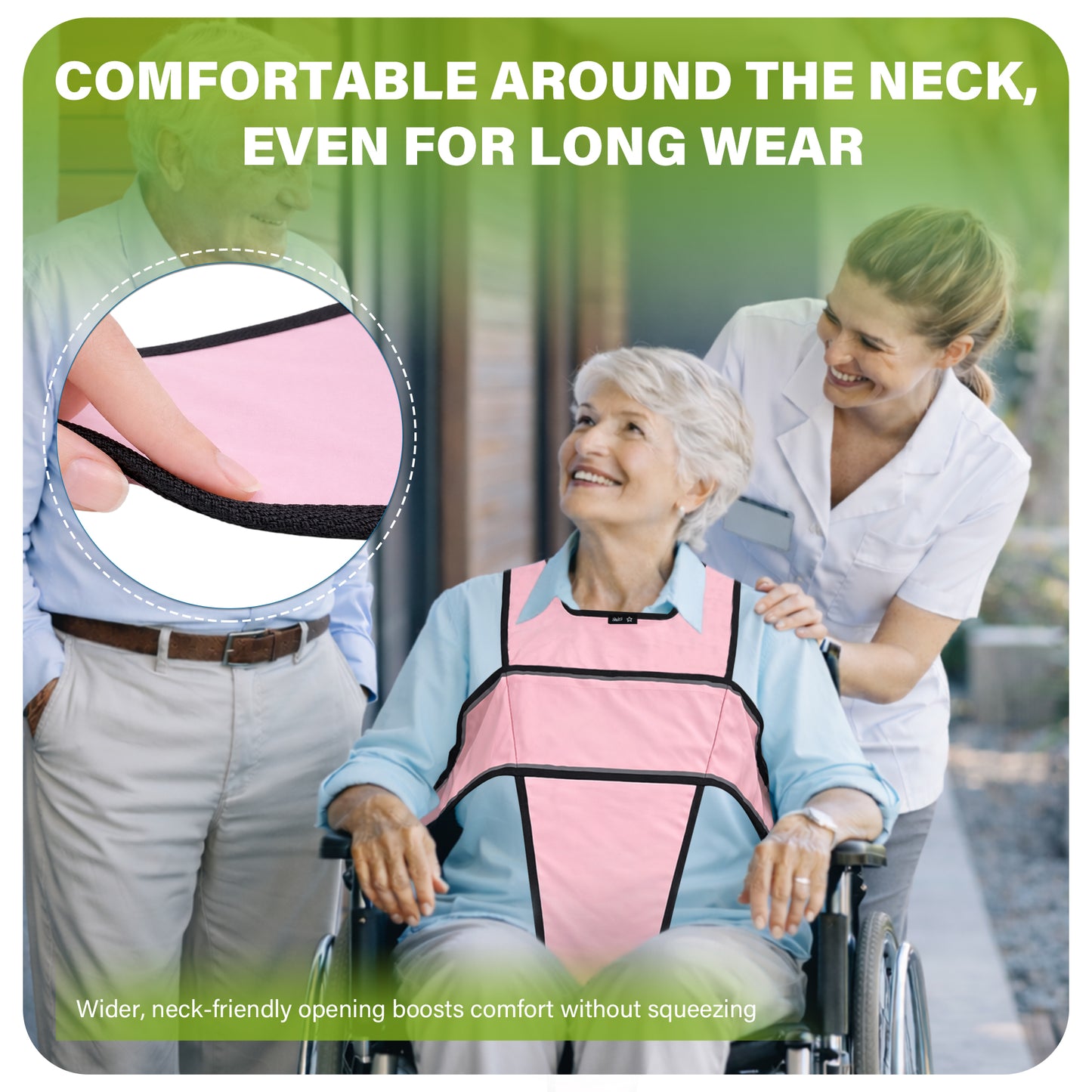 SPRING SEAON Adjustable Safety Harness for Elderly Wheelchair & Chair Care (Pink)
