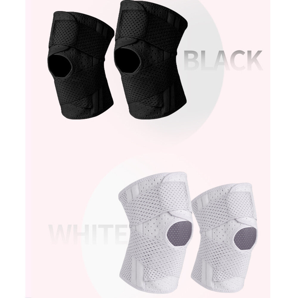Knee Support with Side Stabilizers (1 Pair) - Breathable Adjustable Support for Sports S-L