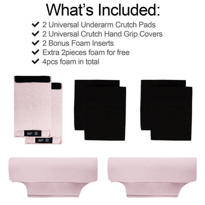 Universal Underarm Crutches Padded Crutch Pads with Hand Grips Padding Handle Covers