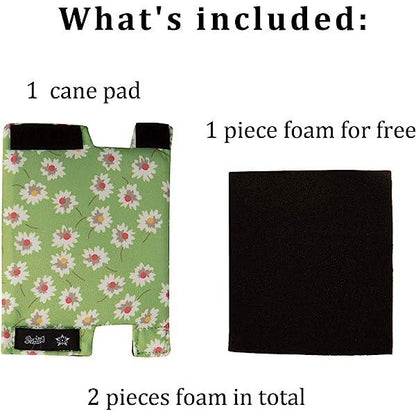 Cane Pad Hand Grip Cover Replacement Soft Non-slip Cushion of T-Handle for Walking Crutches Accessories Green Flowers