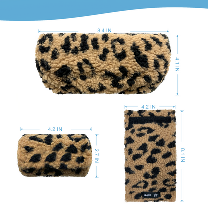 SPRING SEAON Kakhi Leopard Print Fleece Crutch Pad & Hand‑Grip Covers Cushion for Crutches