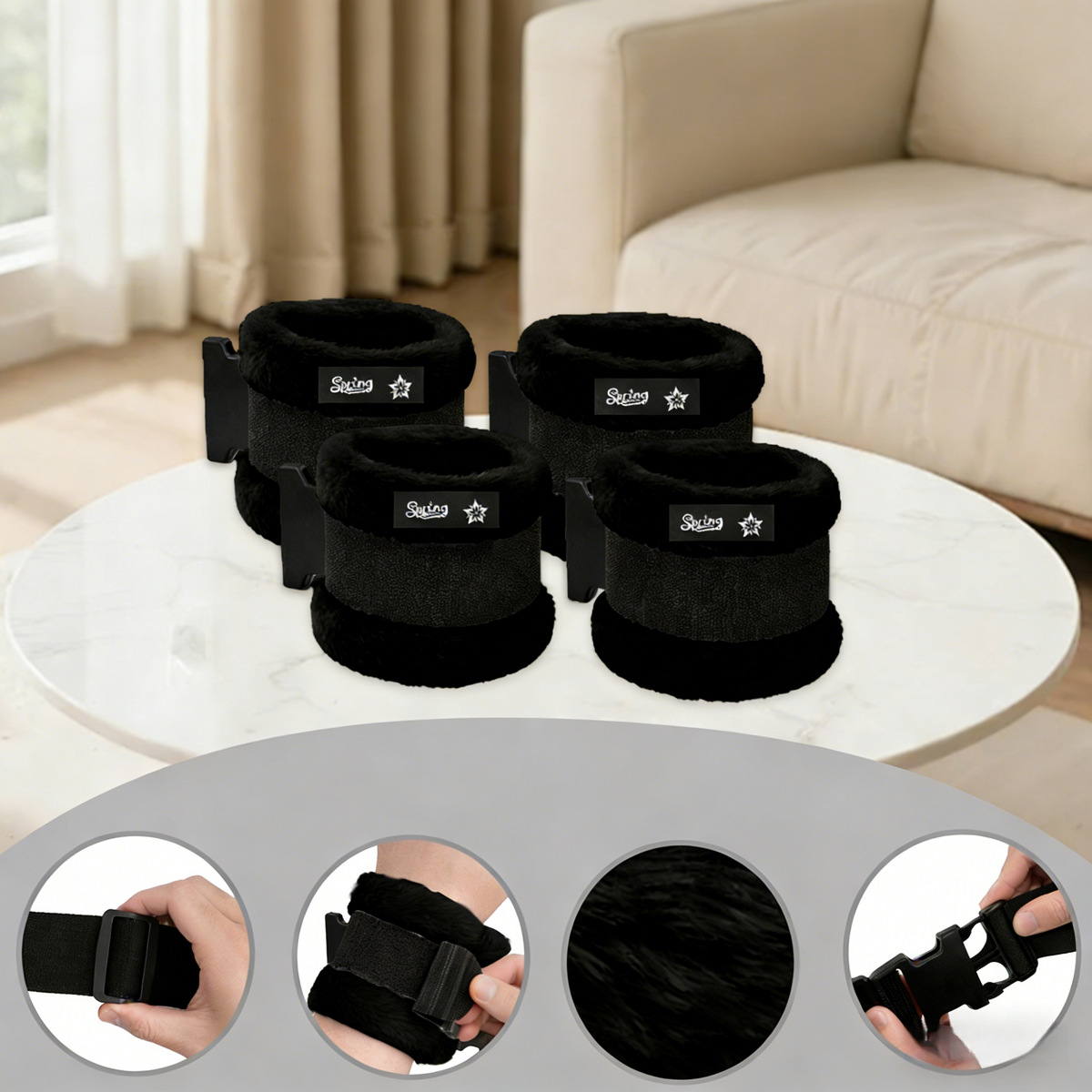 Color-​SPRING SEAON Bed Safety Straps (4 Pack) - Soft Padded Limb Holders with Quick-Release Buckles - SpringSeaon