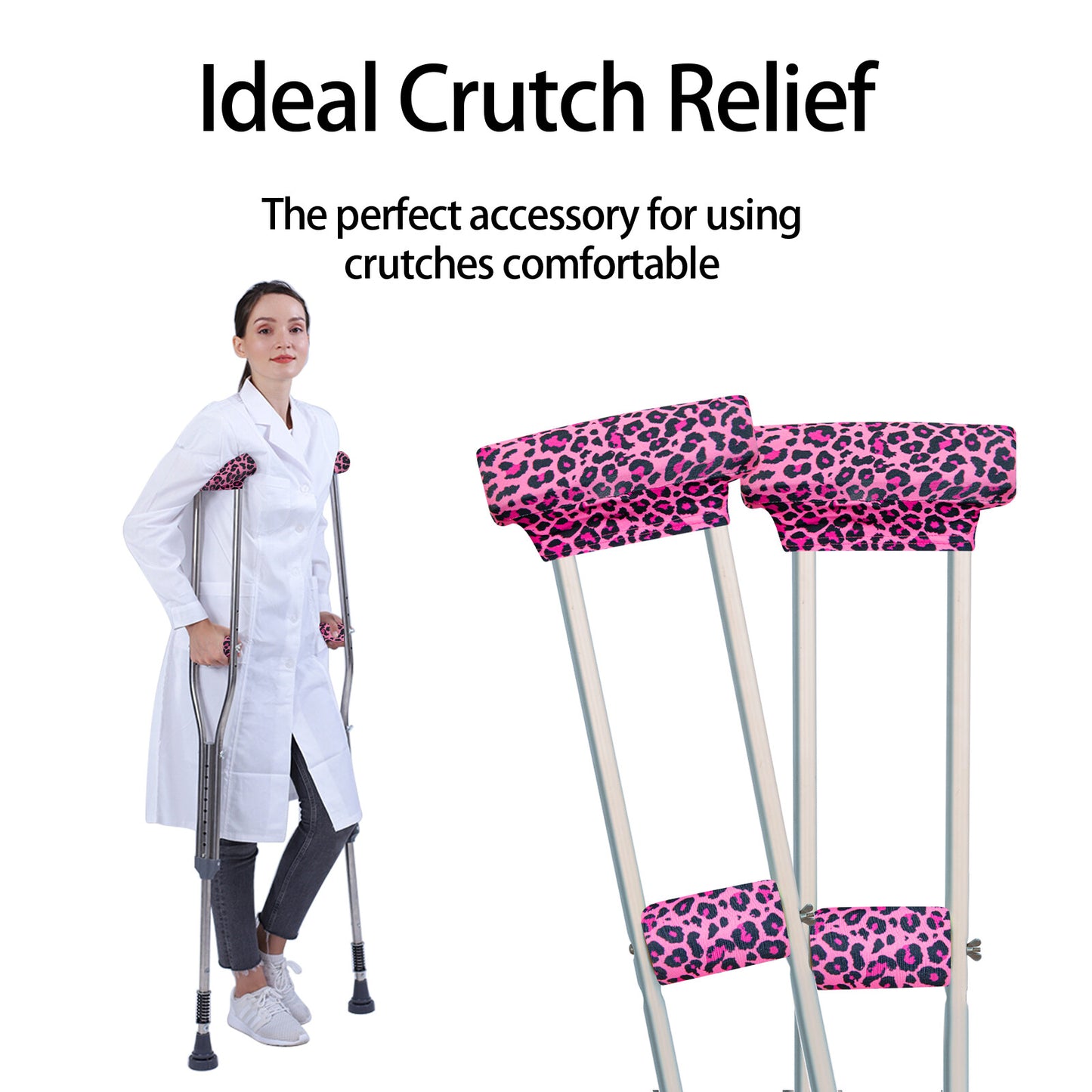 Universal Underarm Crutches Padded Crutch Pads with Hand Grips Padding Handle Covers