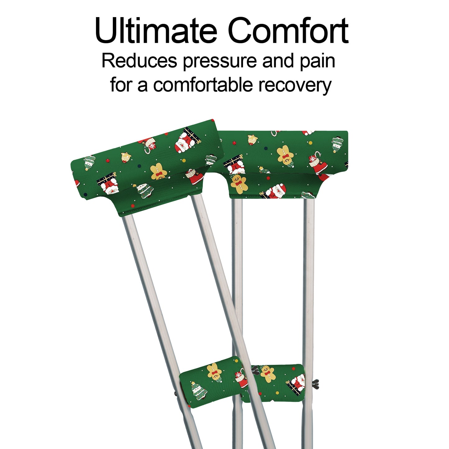 SpringSeaon Xmas Pattern Underarm Crutch's Pad and Hand Grip Covers Universal Crutch Accessories