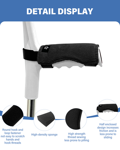 SPRING SEAON Forearm Crutch Pads Velvet – Soft Foam Covers for Elbow Crutches, Non-Slip & Comfortable, Universal Fit, Washable, 2 Pack(Black)
