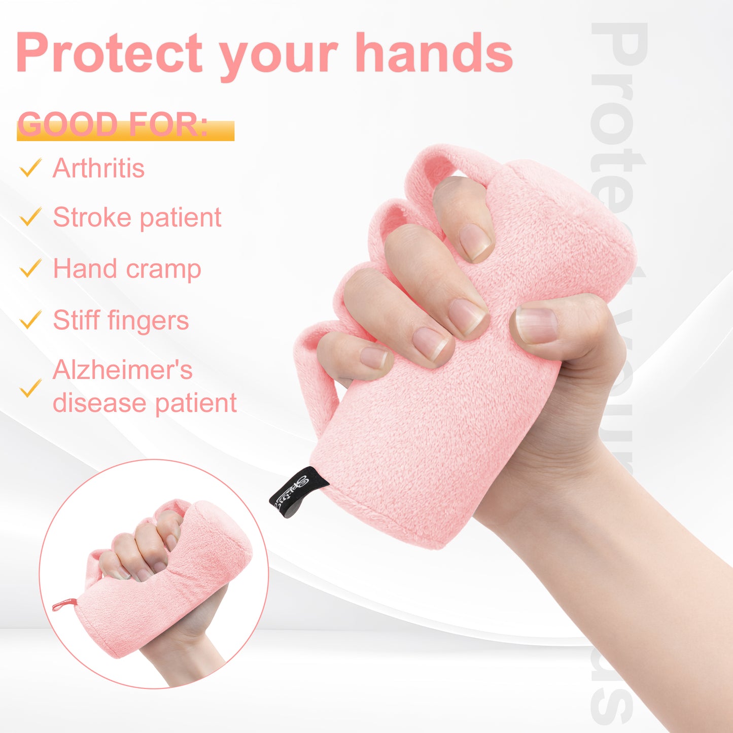 2-Pack Hand Contracture Cushions: Soft Palm Protectors & Finger Separators(pink)