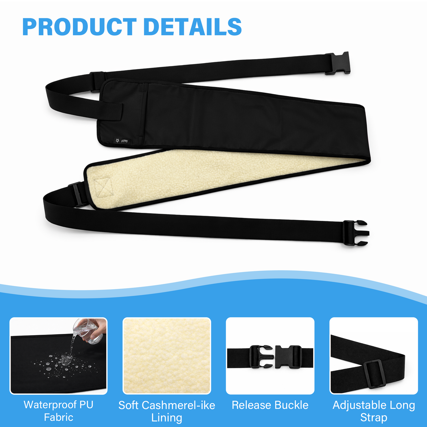 SPRING SEAON Bed Support Strap - Adjustable Positioning Belt for Bed & Wheelchair, 51.7 * 7" Padded Waist Belt Black