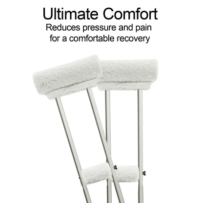 SPRING SEAON White Ultra-Soft Fluffy Crutch Pads Covers | Cloud-Like Comfort Style Crutch Accessories