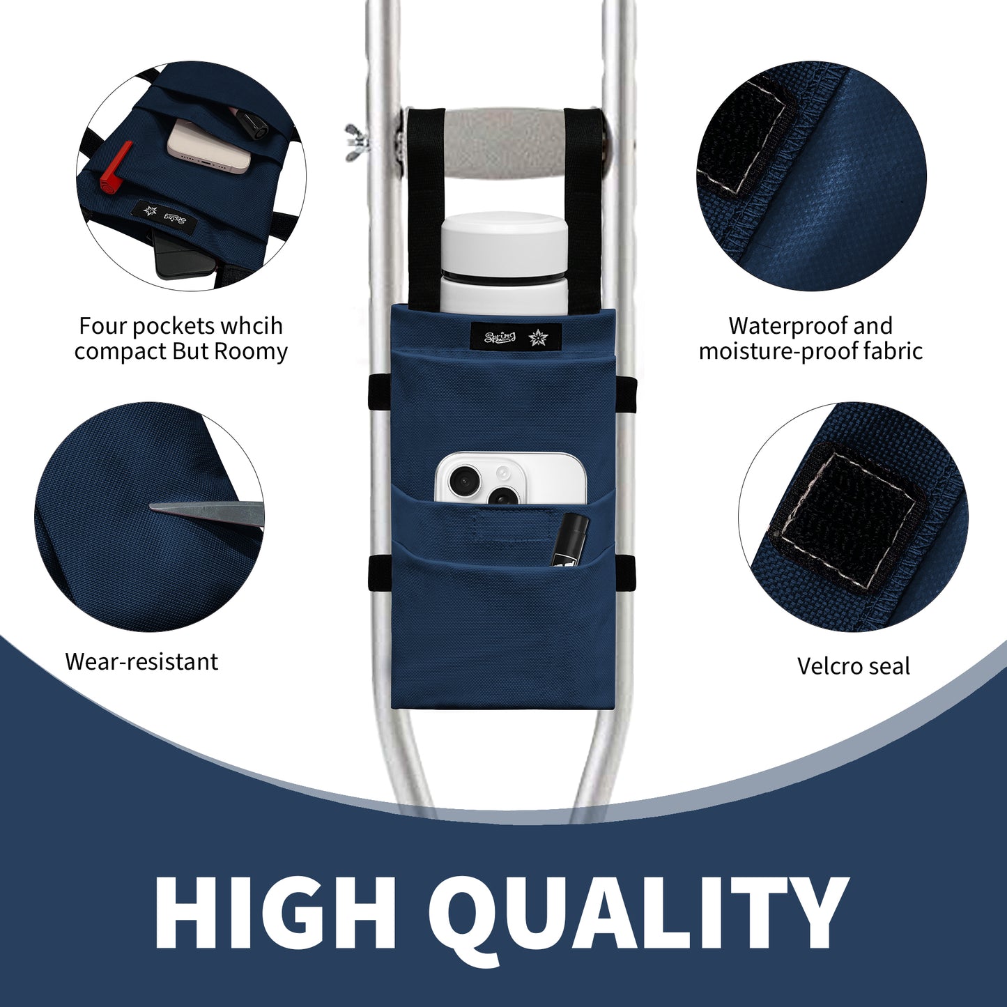 SpringSeaon Water-Resistant Crutch Pouch- Lightweight Universal Storage Bag-Crutch Accessories