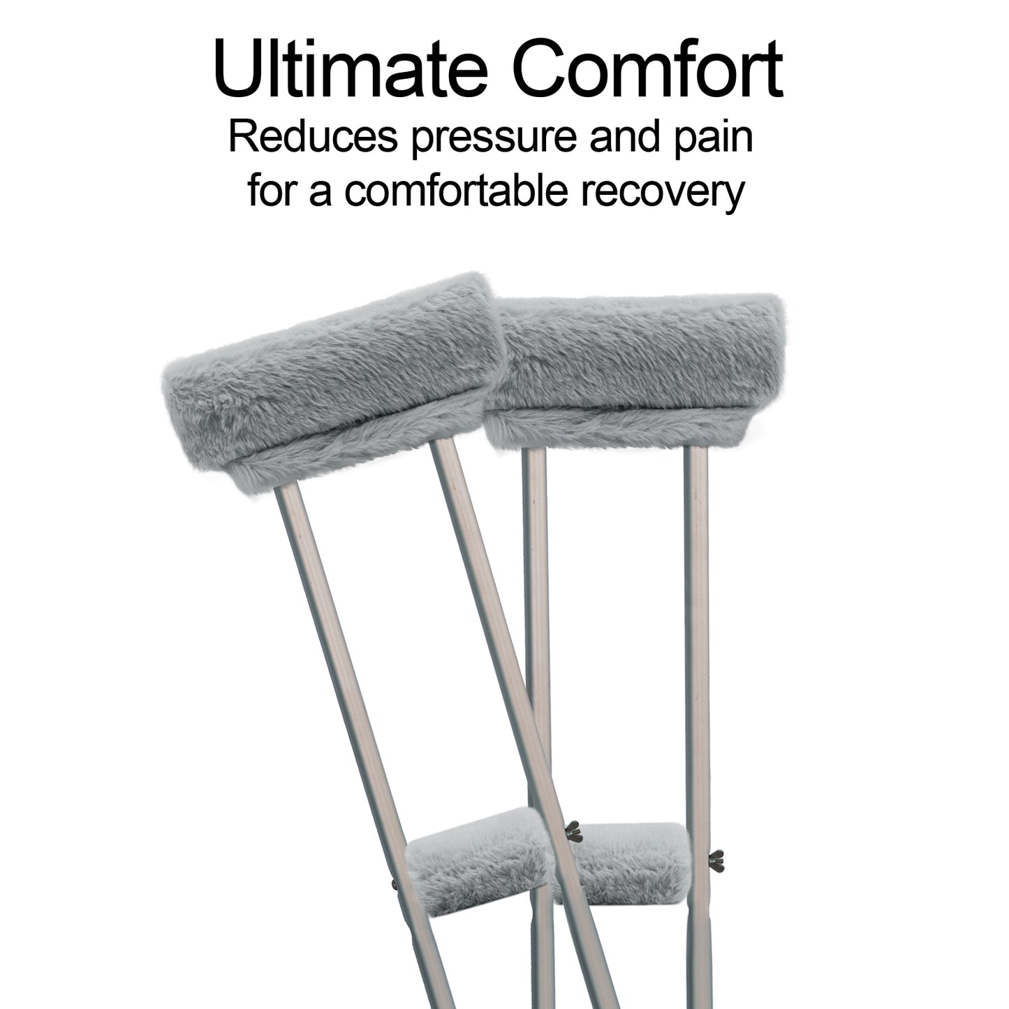 SPRING SEAON Grey Ultra-Soft Fluffy Crutch Pads Covers | Cloud-Like Comfort Style Crutch Accessories