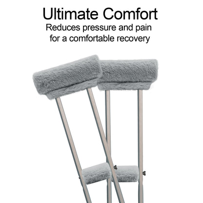 SPRING SEAON Grey Ultra-Soft Fluffy Crutch Pads Covers | Cloud-Like Comfort Style Crutch Accessories