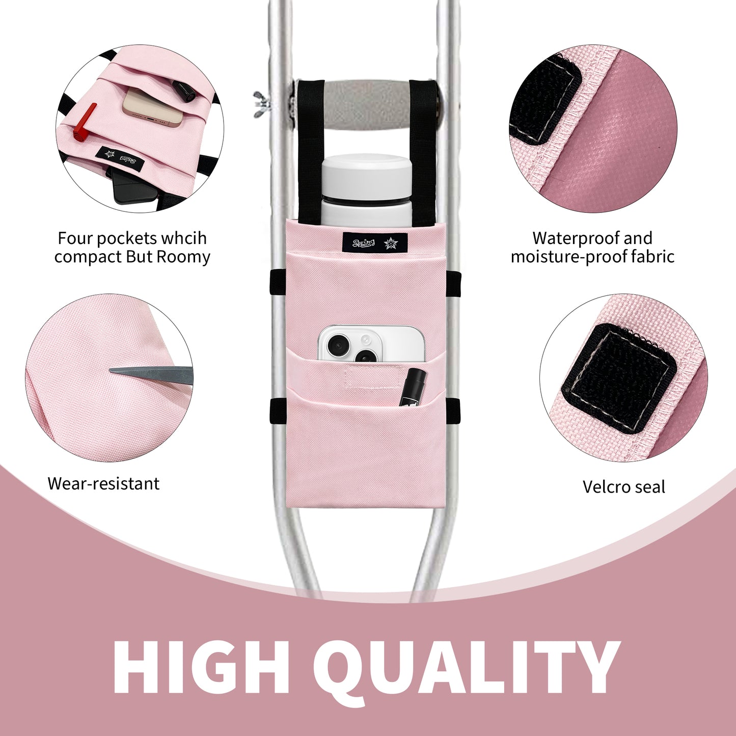 SpringSeaon Water-Resistant Crutch Bag - Lightweight Universal Storage Pouch-Crutch Accessories