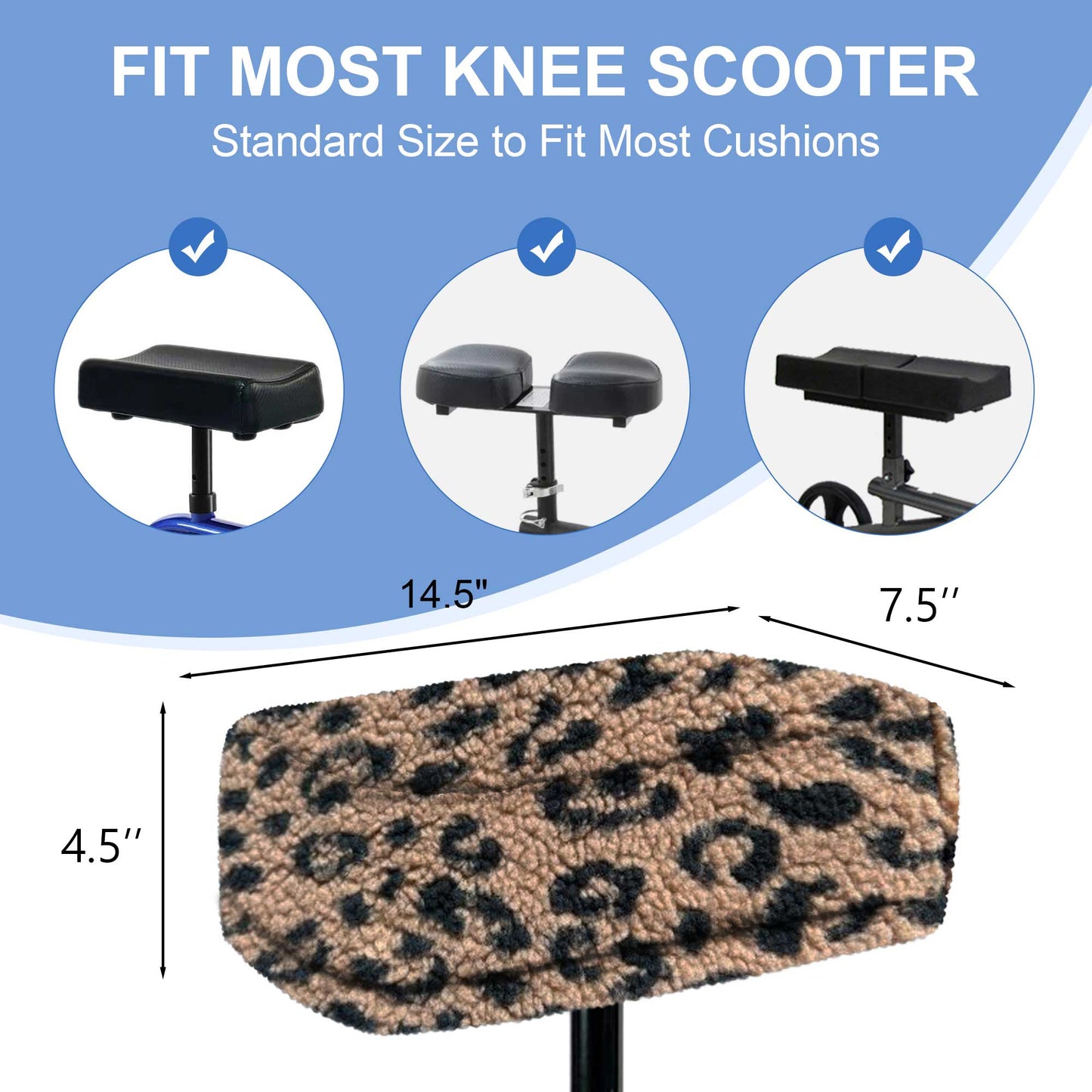 SPRING SEAON Plush Fleece Knee Scooter Cushion Pad Cover for Adults Pattern
