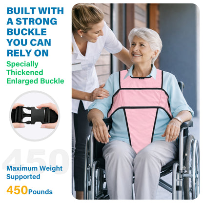 SPRING SEAON Adjustable Safety Harness for Elderly Wheelchair & Chair Care (Pink)