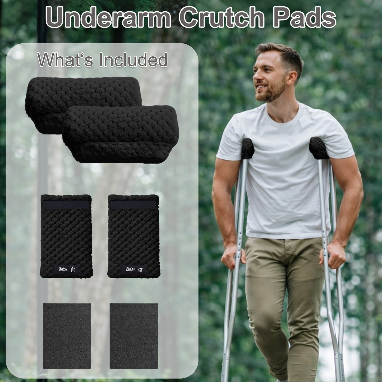 Crutch Pads and Hand Grips – Plush Soft Memory Foam Underarm Crutch Cushions