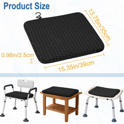 SPRING SEAON Non-Slip Gel Shower Chair Cushion – Quick-Dry Mesh Bath Seat Pad for Seniors(black)