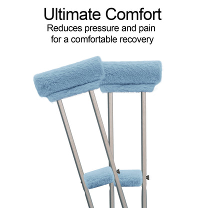 SPRING SEAON Lt Blue Ultra-Soft Fluffy Crutch Pads Covers | Cloud-Like Comfort Style Crutch Accessories