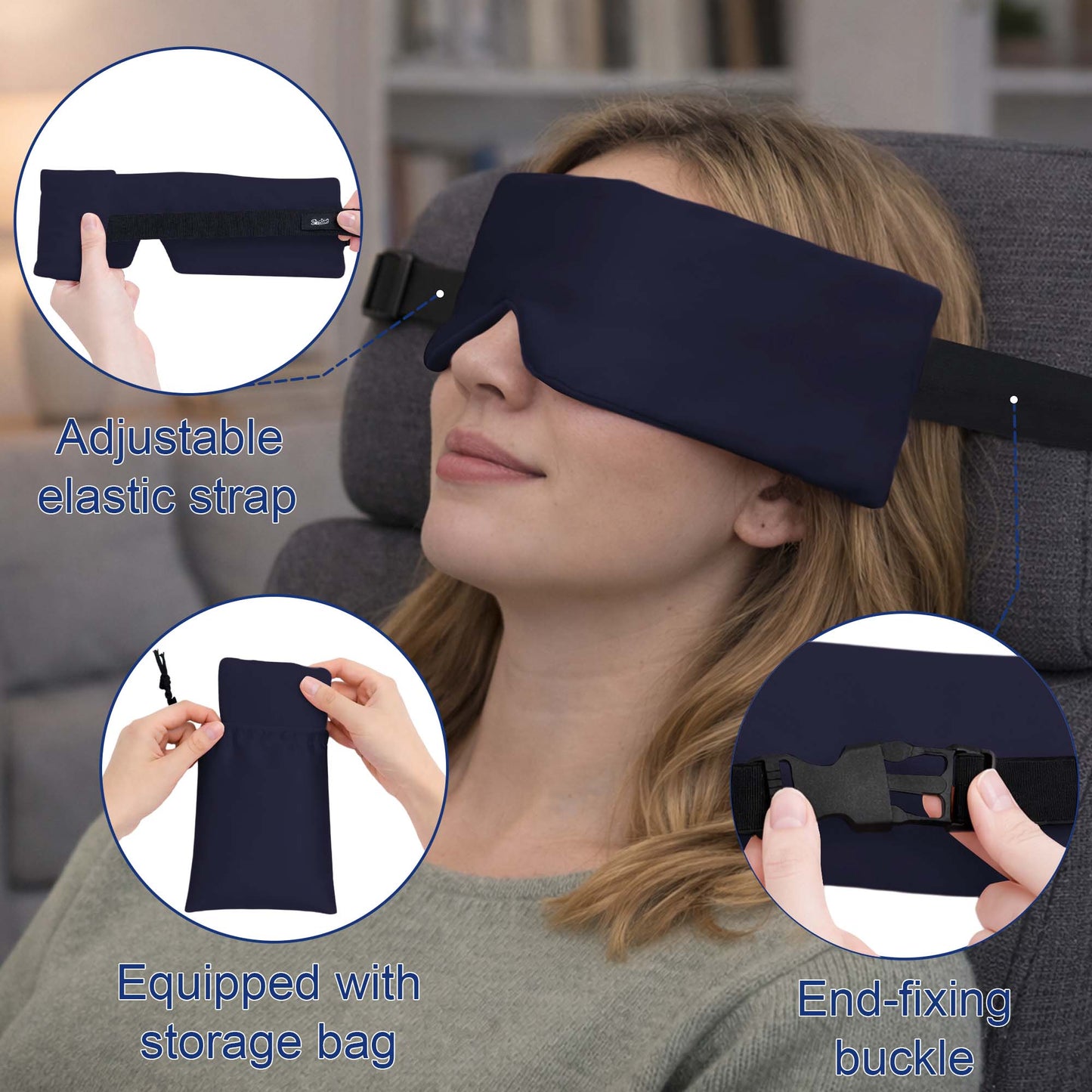 SPRING SEAON Adjustable Upright Sleep Mask & Head Support(navy blue)