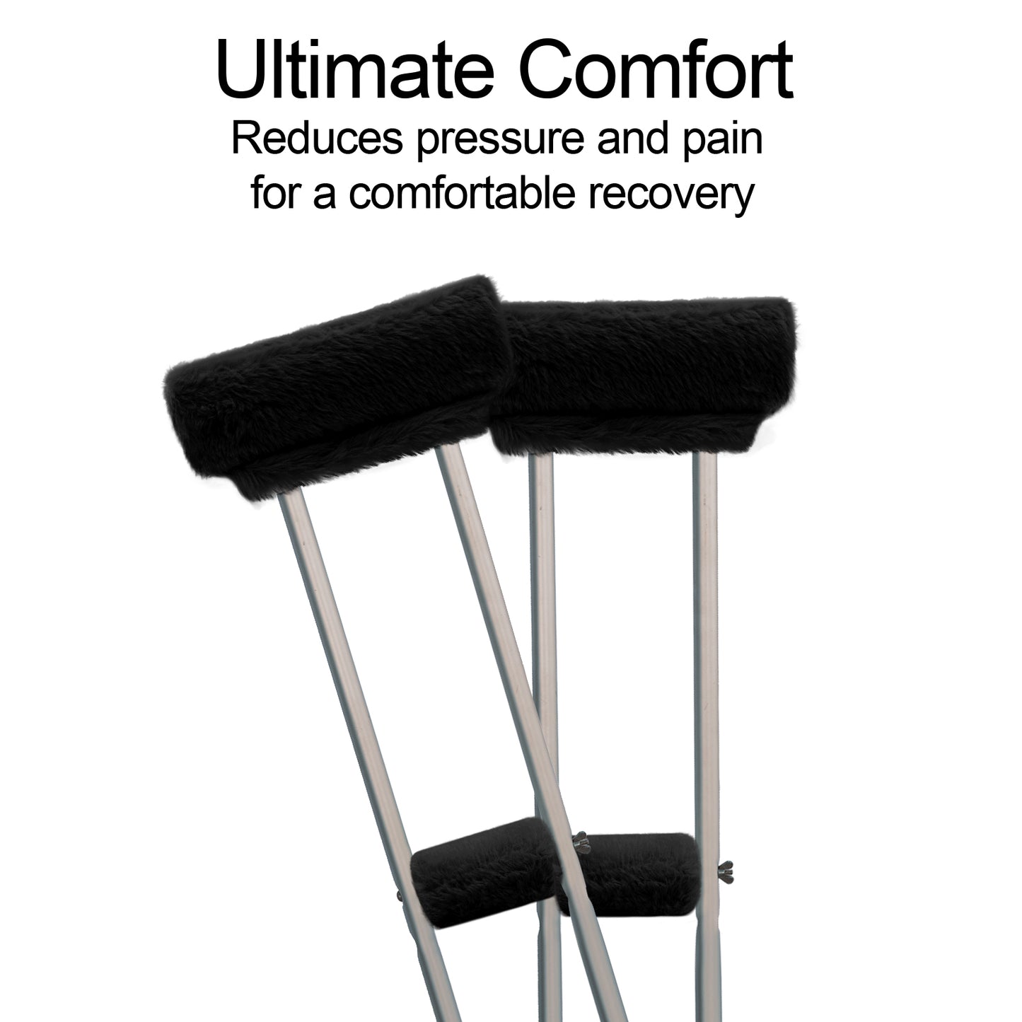 SPRING SEAON Black Ultra-Soft Fluffy Crutch Pads Covers | Cloud-Like Comfort Style Crutch Accessories
