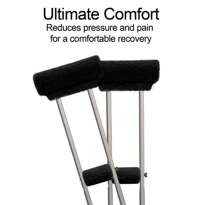 SPRING SEAON Black Ultra-Soft Fluffy Crutch Pads Covers | Cloud-Like Comfort Style Crutch Accessories