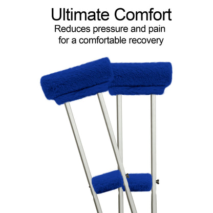 SPRING SEAON Royal Blue Ultra-Soft Fluffy Crutch Pads Covers | Cloud-Like Comfort Style Crutch Accessories
