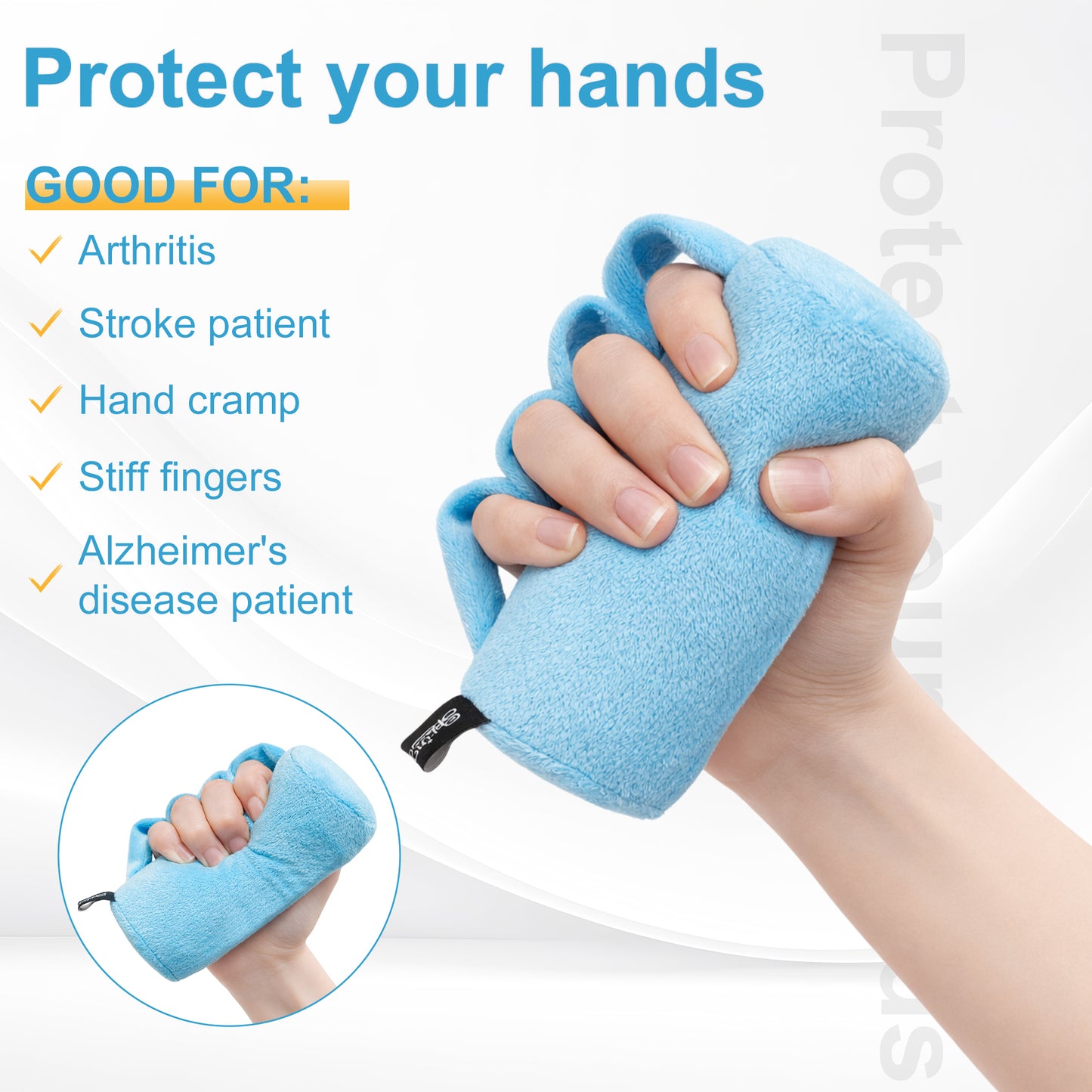 2-Pack Hand Contracture Cushions: Soft Palm Protectors & Finger Separators(blue)