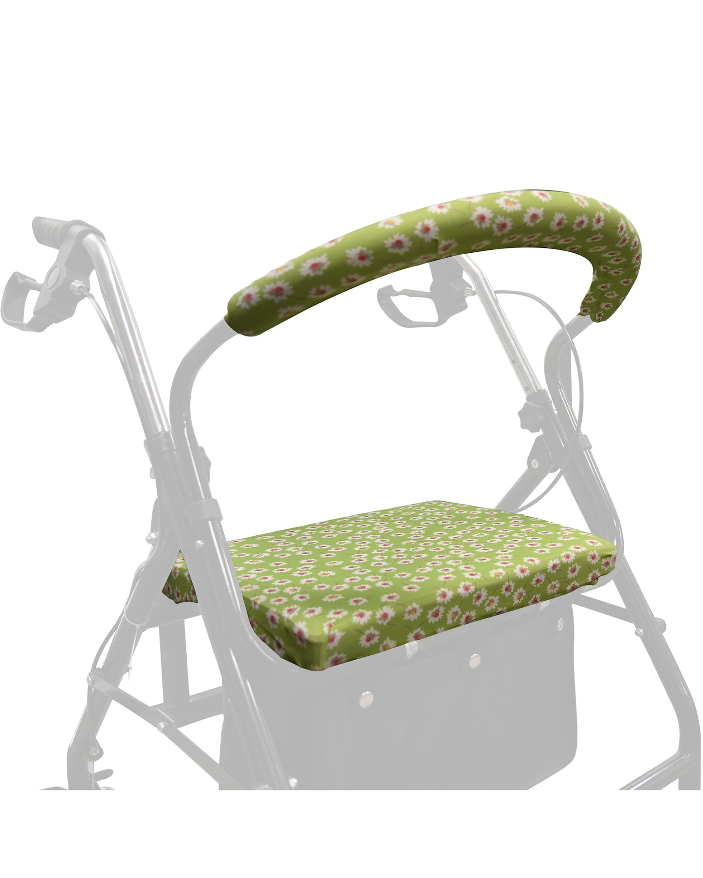 Unisex Rollator Walker Seat and Backrest Covers - Universal Soft Rollator Accessories (green flower)
