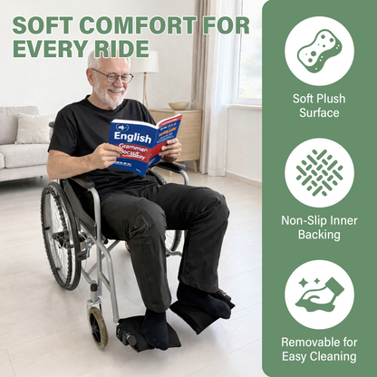 Wheelchair Footrest Covers, Soft Plush Foot Rest Pads with Non-Slip Backing, Fits Most Standard Wheelchairs(Black)