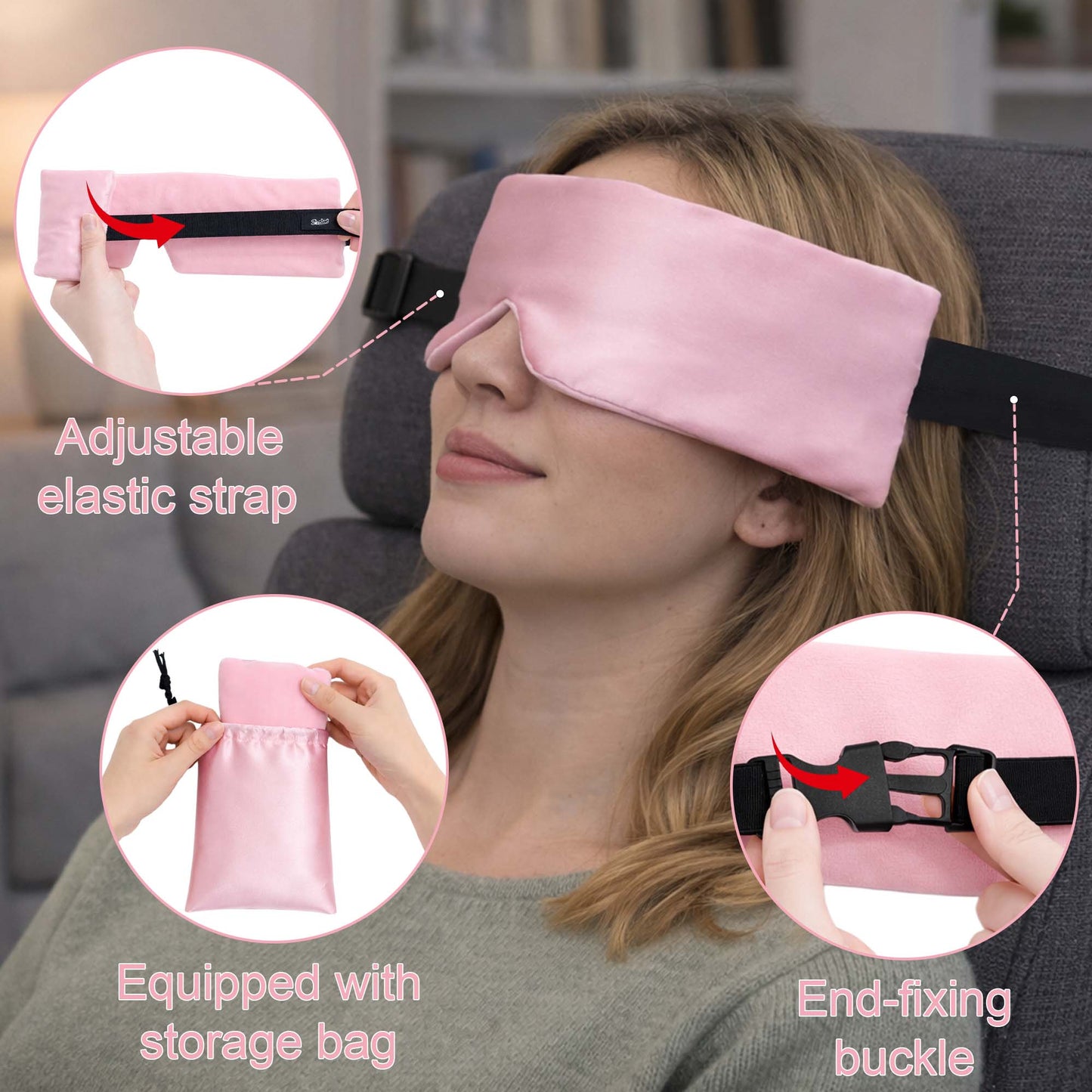 SPRING SEAON Adjustable Upright Sleep Mask & Head Support(pink)