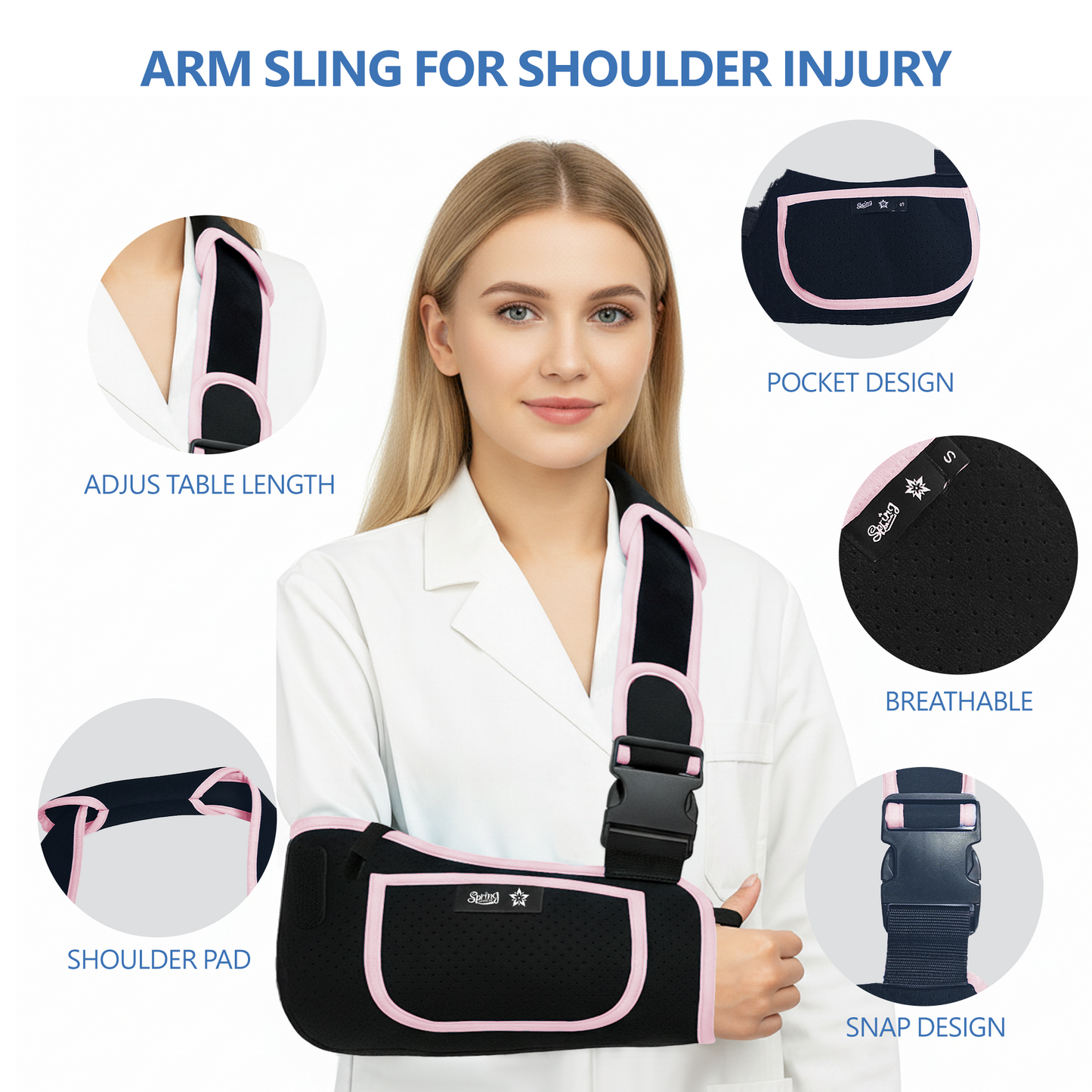 Arm Sling Shoulder Immobilizer - Rotator Cuff Support Brace, Adjustable for Shoulder, Arm, Wrist & Elbow