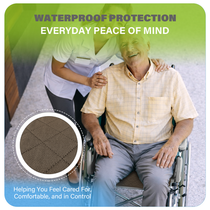 SPRING SEAON Waterproof Chair Pad 22" x 21", Washable Reusable Non-Slip Seat Cover for Wheelchair, Bed, Car & Recliner(Khaki)