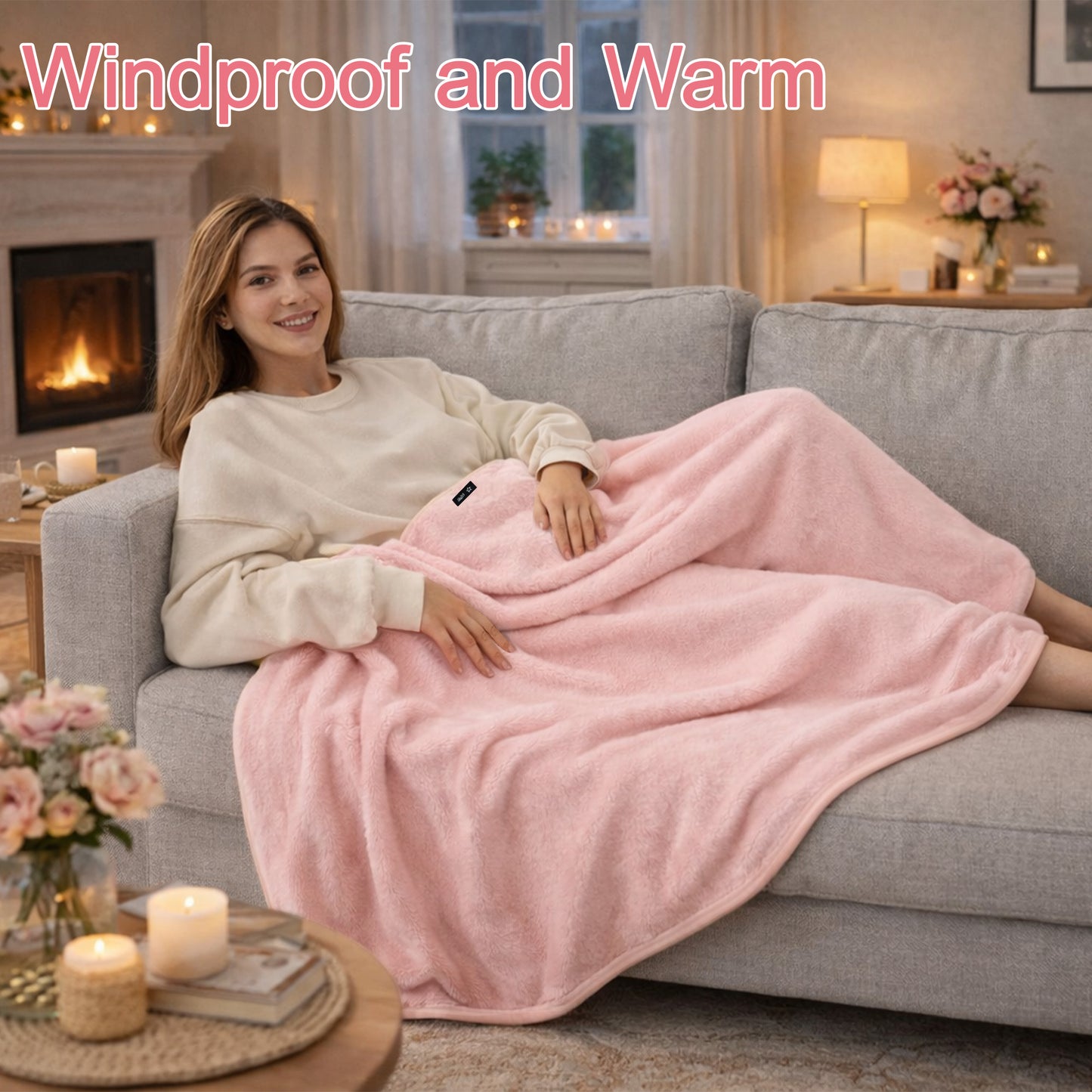 SPRING SEAON Wearable Wheelchair Blanket - Soft Fleece Shawl Poncho with Snaps Knee-Length