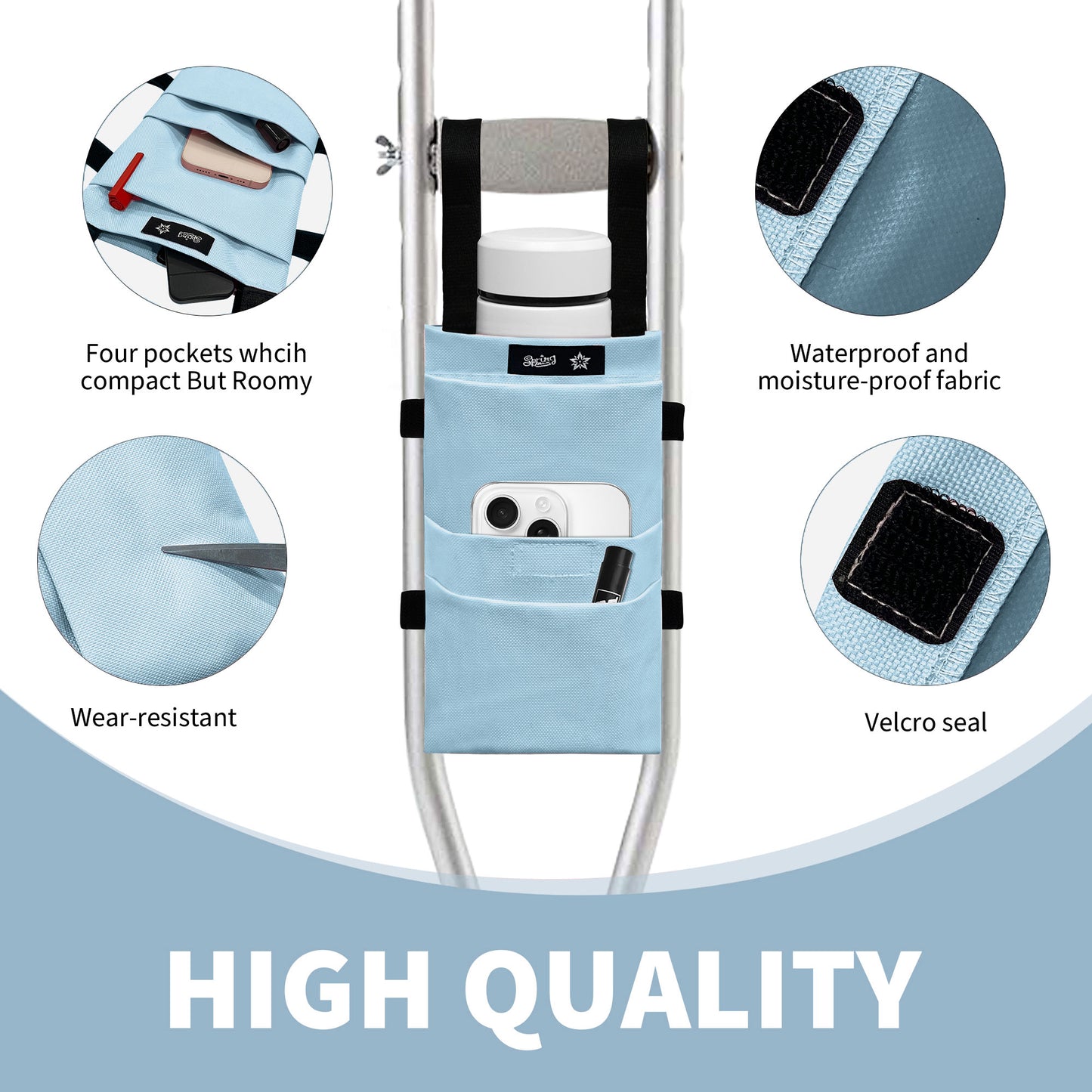 SpringSeaon Water-Proof Crutch Storage Bag- Lightweight Universal Crutches Pouch