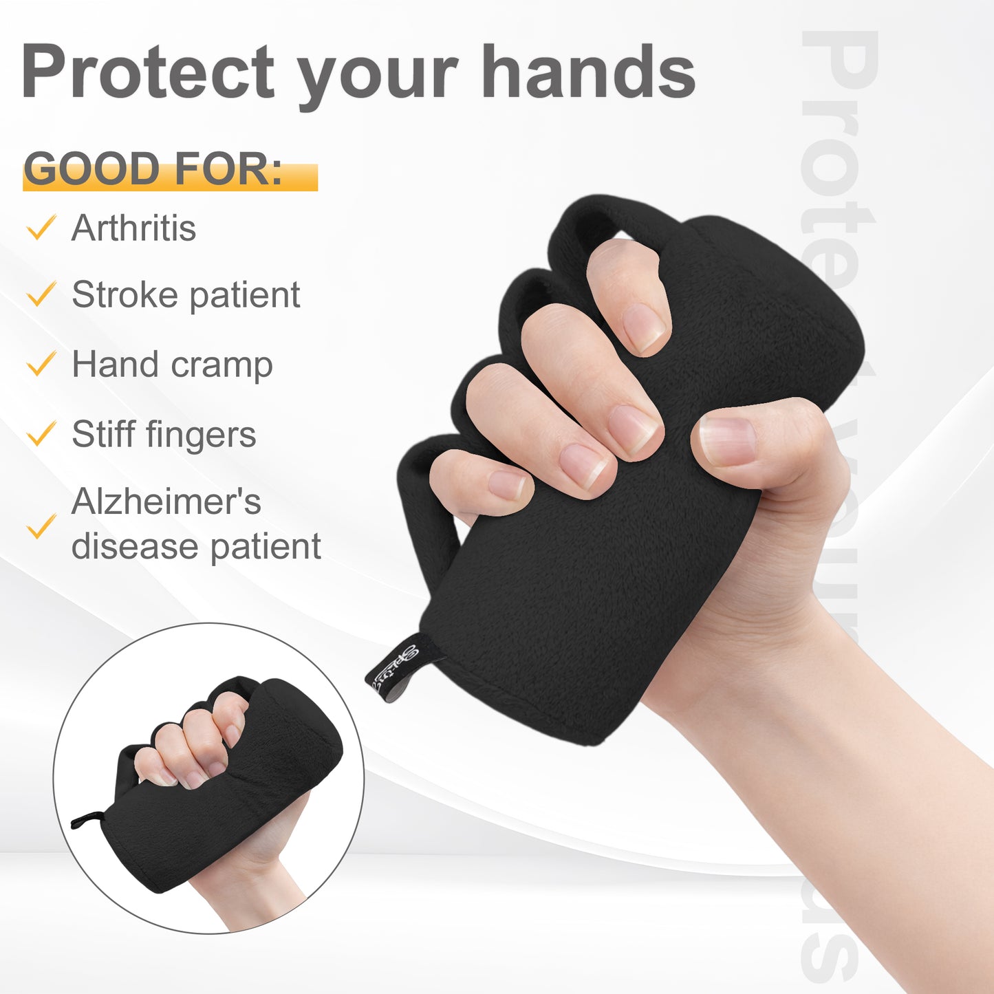 2-Pack Hand Contracture Cushions: Soft Palm Protectors & Finger Separators(black)