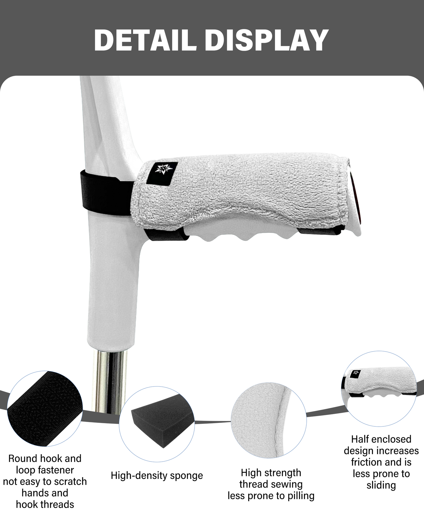 SPRING SEAON Forearm Crutch Pads Velvet – Soft Foam Covers for Elbow Crutches, Non-Slip & Comfortable, Universal Fit, Washable, 2 Pack