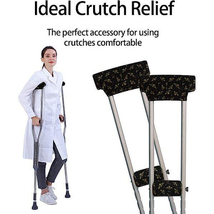 Underarm Crutch's Pad and Hand Grip Covers Universal Forearm Handle Padded Cushion Sets Accessories for Crutches (Bees)
