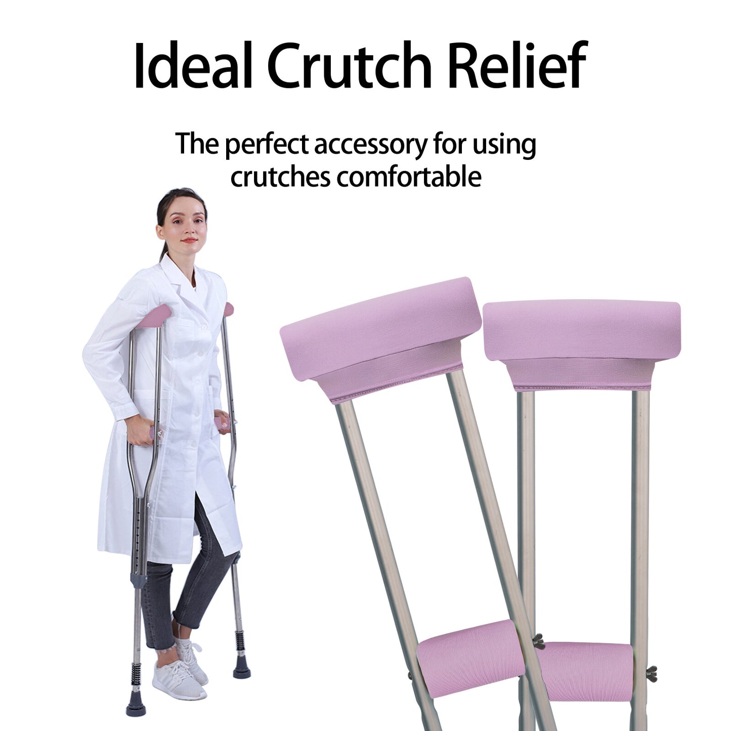 Underarm Crutch's Pad and Hand Grip Covers Universal Forearm Handle Padded Cushion Sets Accessories for Crutches (light purple)