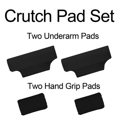 SpringSeaon Black Universal Underarm Crutch Pads & Hand Grips (Set of 4) - Breathable & Anti-Slip