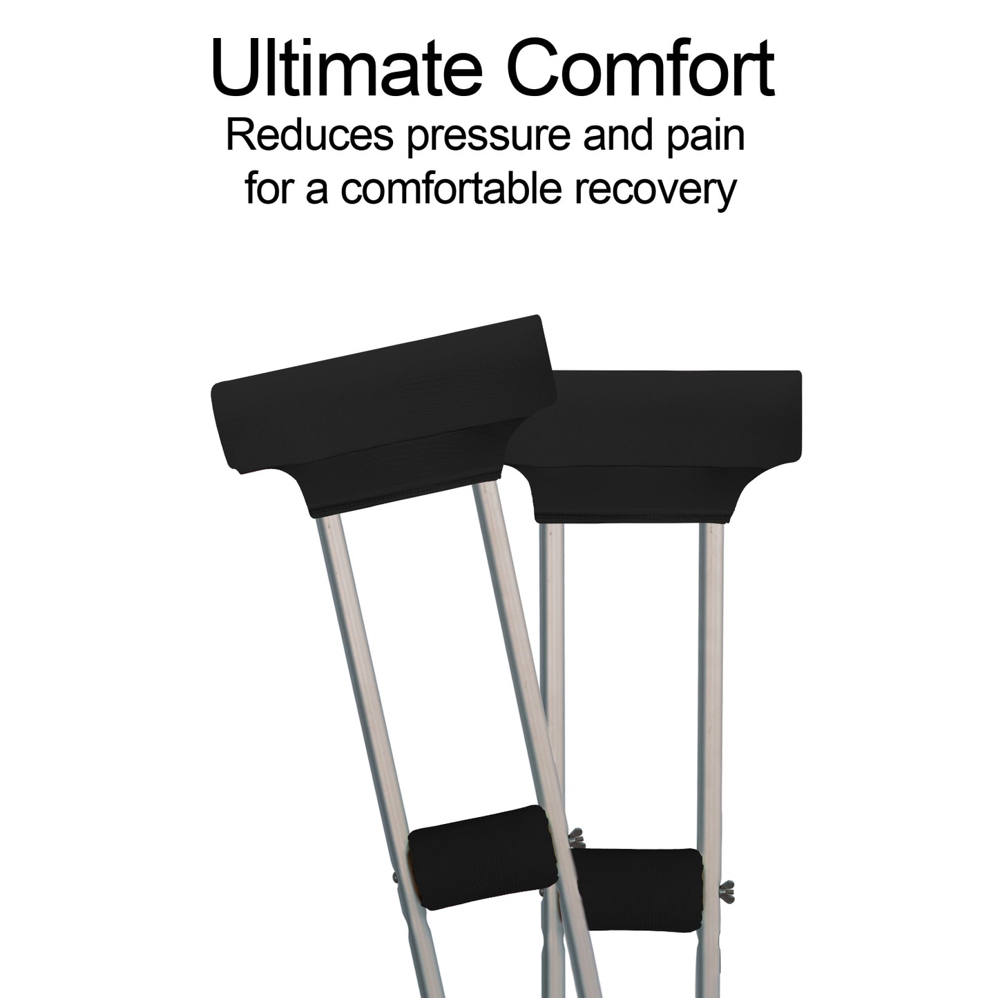 SpringSeaon Black Universal Underarm Crutch Pads & Hand Grips (Set of 4) - Breathable & Anti-Slip