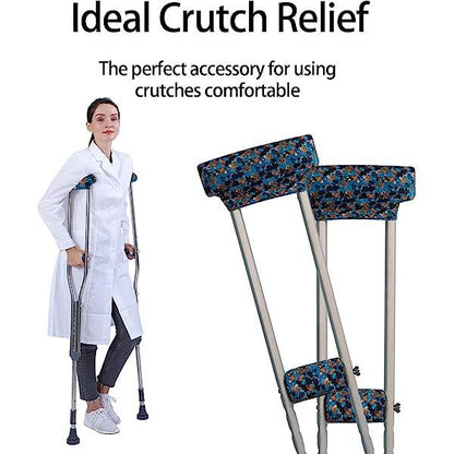 Underarm Crutch's Pad and Hand Grip Covers Universal Forearm Handle Padded Cushion Sets Accessories for Crutches (Maple leaf)