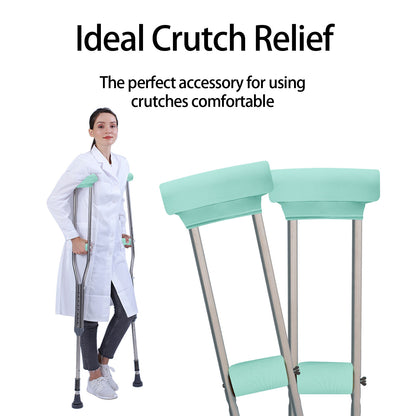 Underarm Crutch's Pad and Hand Grip Covers Universal Forearm Handle Padded Cushion Sets Accessories for Crutches (teal green)