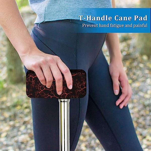 Cane Hand Grip Cover - Soft Non-Slip T-Handle Cushion (Blue Leafs)