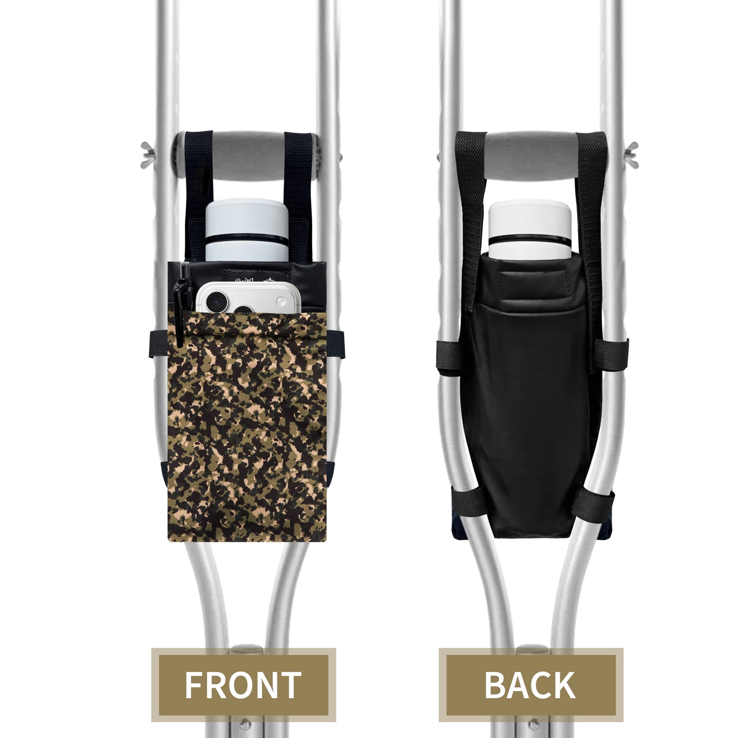 SpringSeaon Lightweight Crutch Storage Pouch,Water-Proof Crutch Bag-Crutches Accessories-Camo